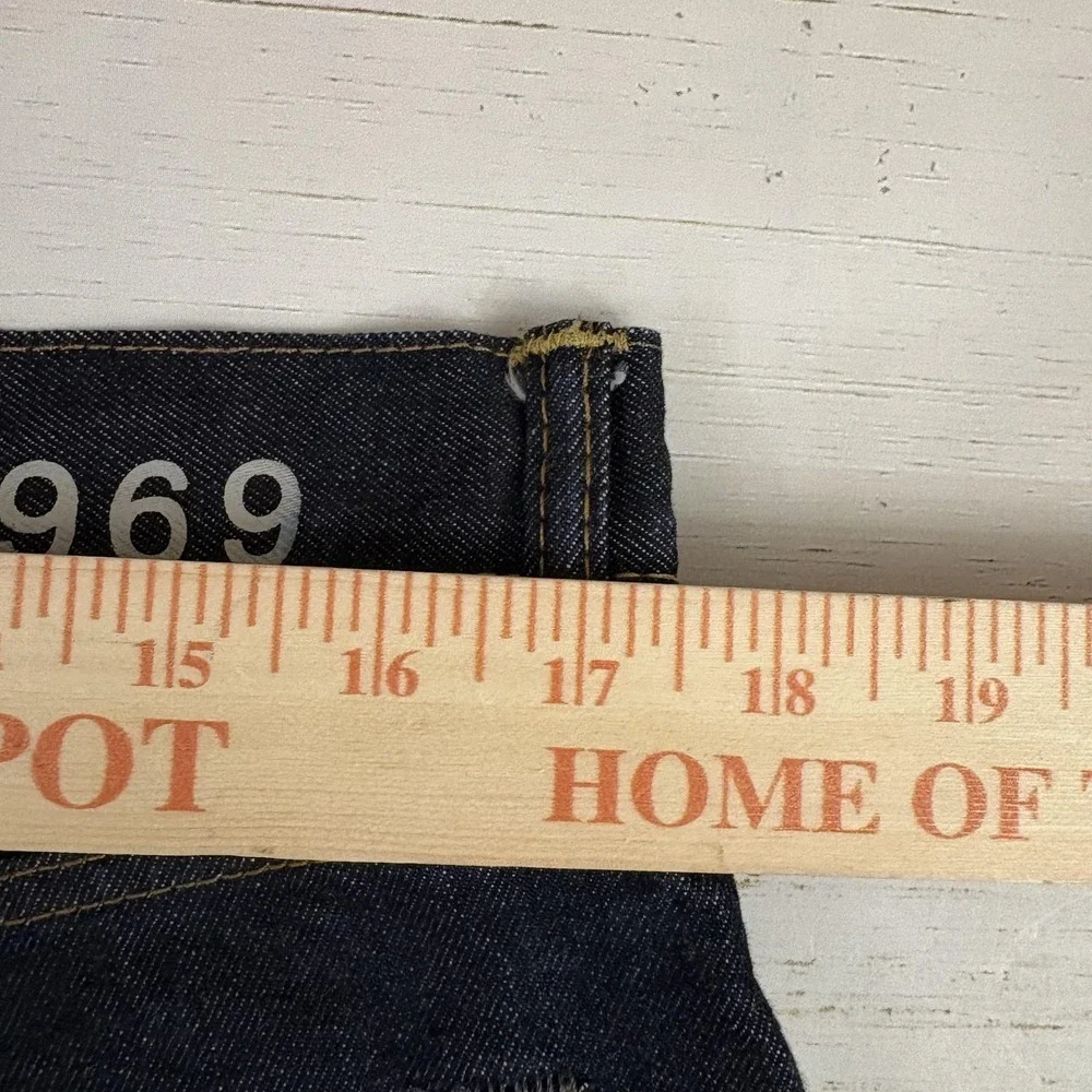 Gap 1969 Skinny Selvedge Jeans Mens 34x30 Blue Denim Resin Rinse Zip Fly